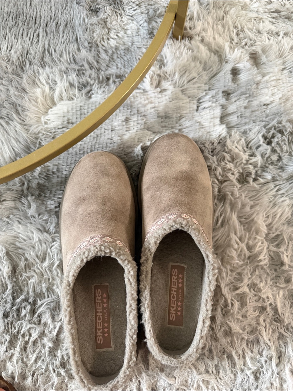 Skechers Women's Taupe Slip-On Faux-Shearling Clog